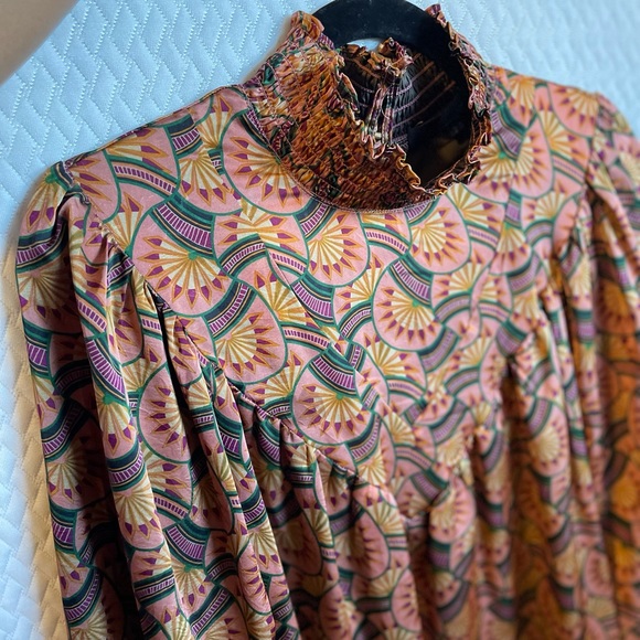 Vintage Anthropology Eva Franco Long Sleeve Pattern Blouse - Picture 4 of 8